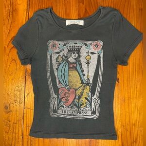 Free People / Day Dreamer Dark Gray Empress  Stretch Babydoll Tee